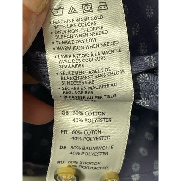 HB Harbor Bay Long Sleeve Button Front Shirt Mens 2XL Blue Print - Picture 7 of 7